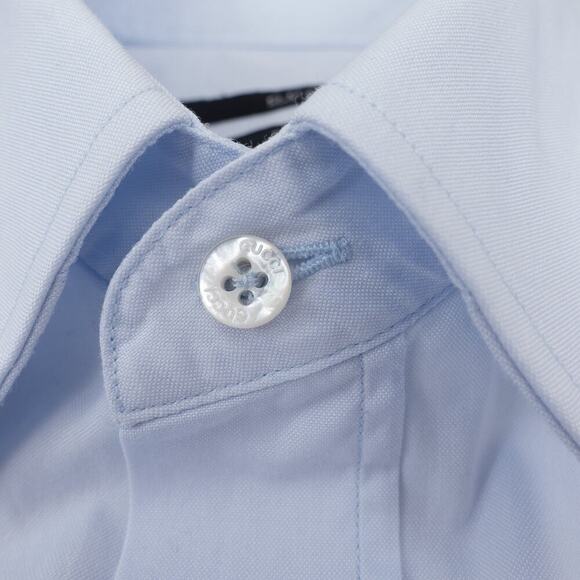 Gucci Classic Dress Shirt Embroidery Men's 15.5 Light Blue - Picture 2 of 10